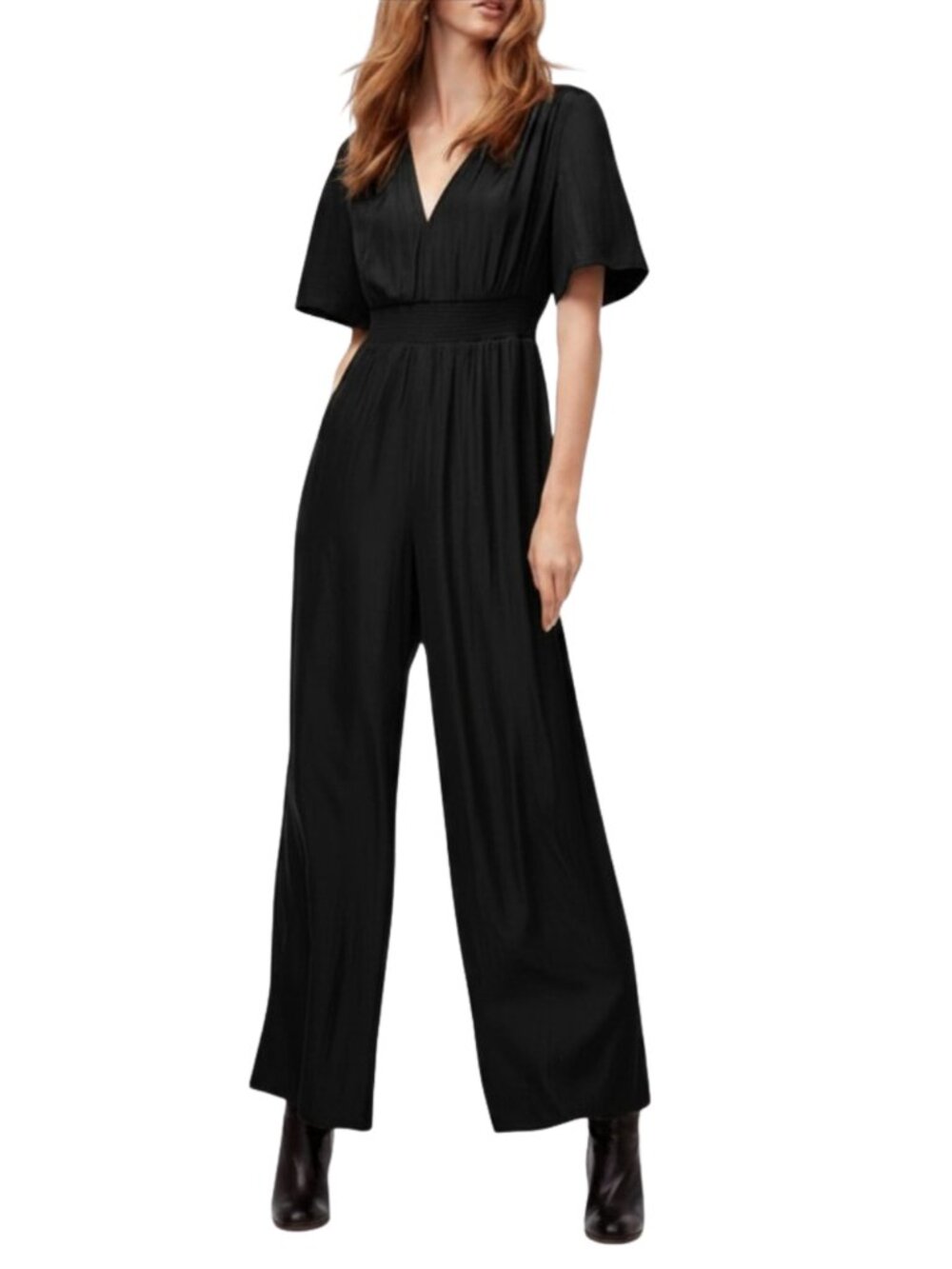 Aritzia Wilfred Llana Black Jumpsuit Wide Leg Flutter Jumpsuit